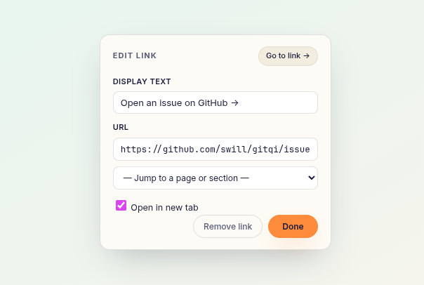 Screenshot showing the inline text editing toolbar